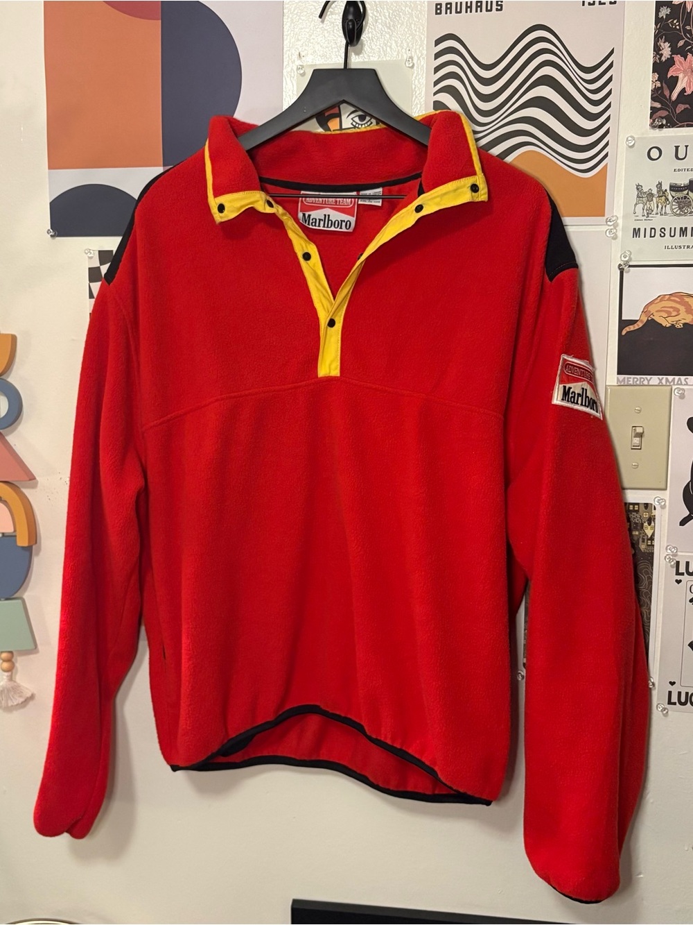 Vintage Marlboro Adventure Team Red Fleece Pullover Size L